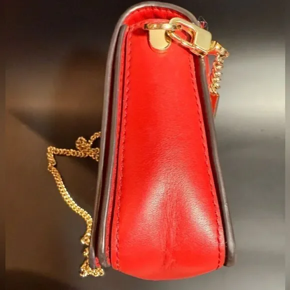 Michael Kors red leather cross body with gold tone hardware - Picture 3 of 13